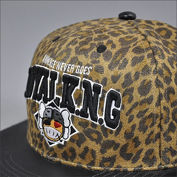 fashion animal printed embroidery snap back cap