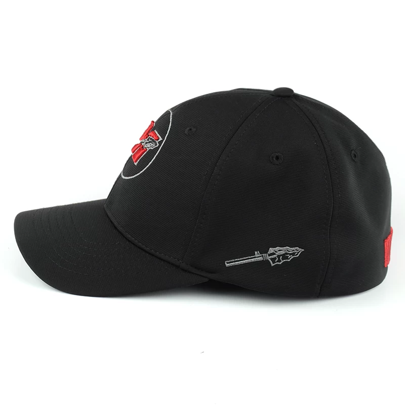 flat embroidery black fitted baseball cap