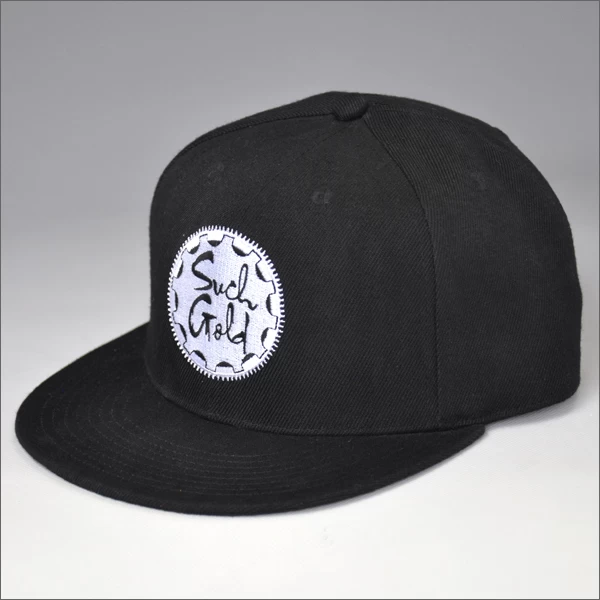 flat embroidery black snapback hat