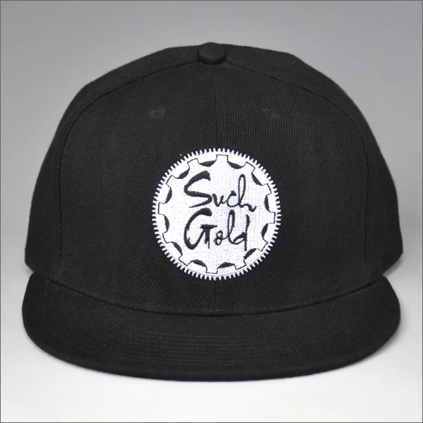 flat embroidery black snapback hat