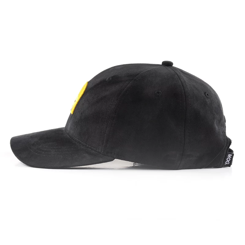 flat embroidery logo all black suede baseball hat