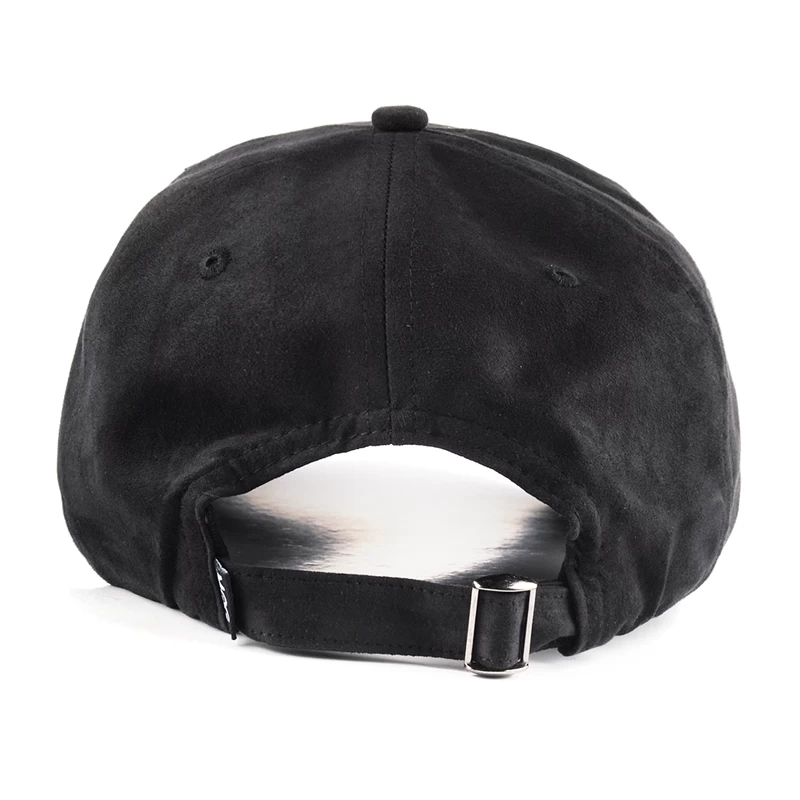 flat embroidery logo all black suede baseball hat