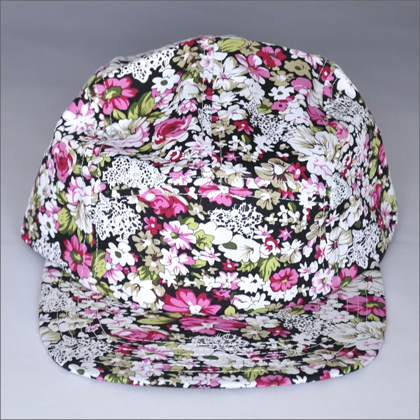 floral fabric blank 5 panel camp cap