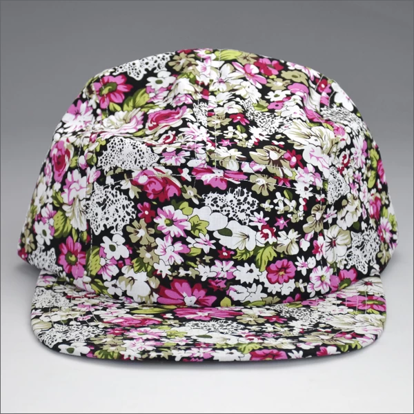 floral fabric blank 5 panel snapback caps