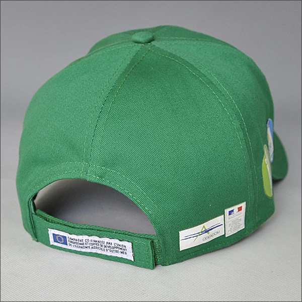 heat-transfer printed baseball cap with green sandwish brim