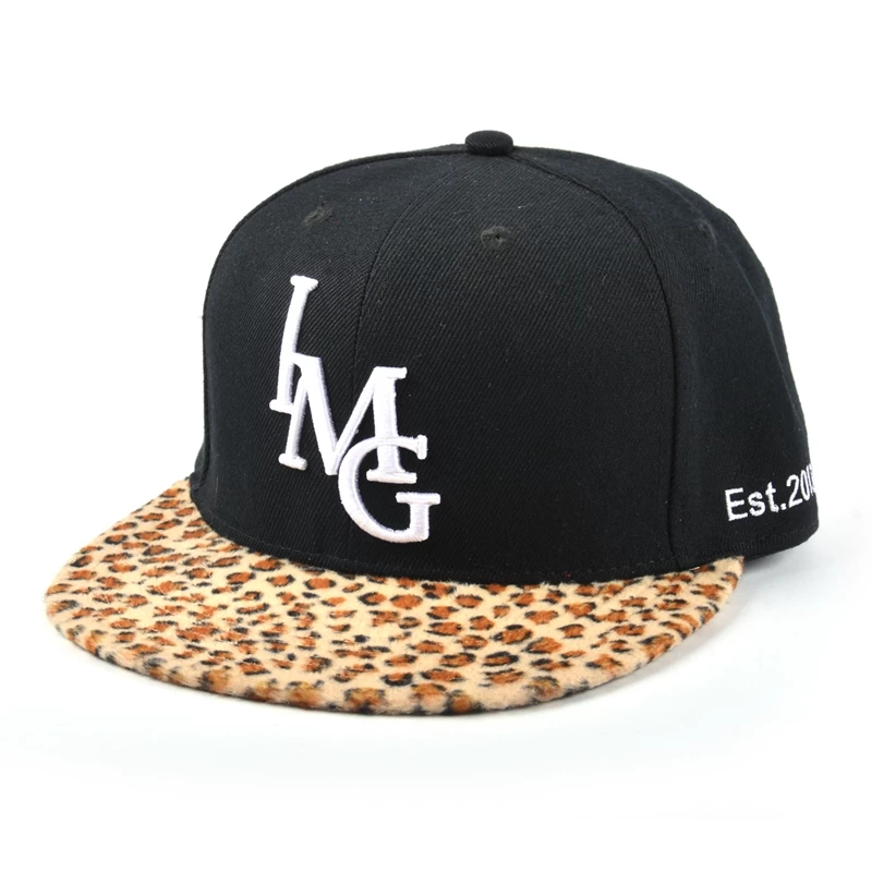 high quality hat supplier china, leopard brim snapback hats
