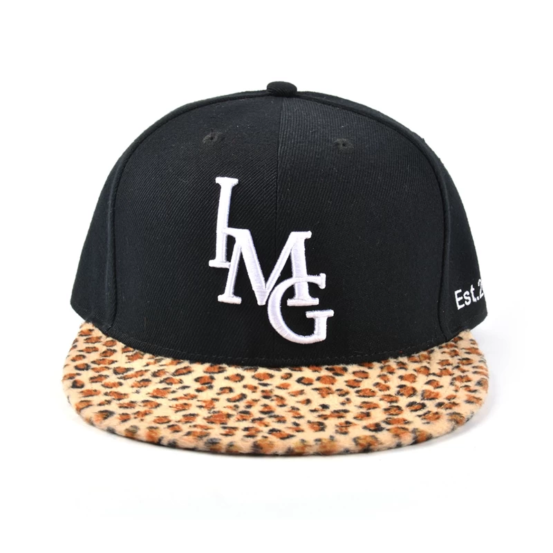 high quality hat supplier china, leopard brim snapback hats