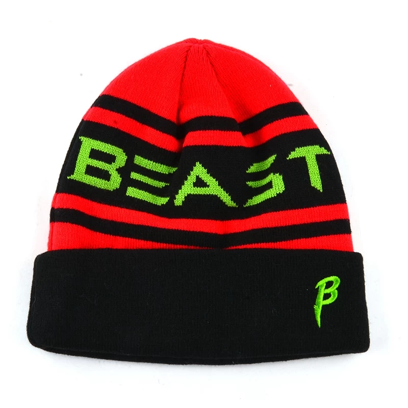 jacquard logo winter stripes beanies hats custom