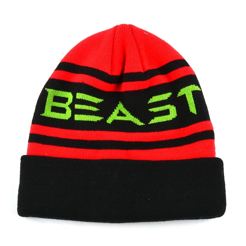 jacquard logo winter stripes beanies hats custom