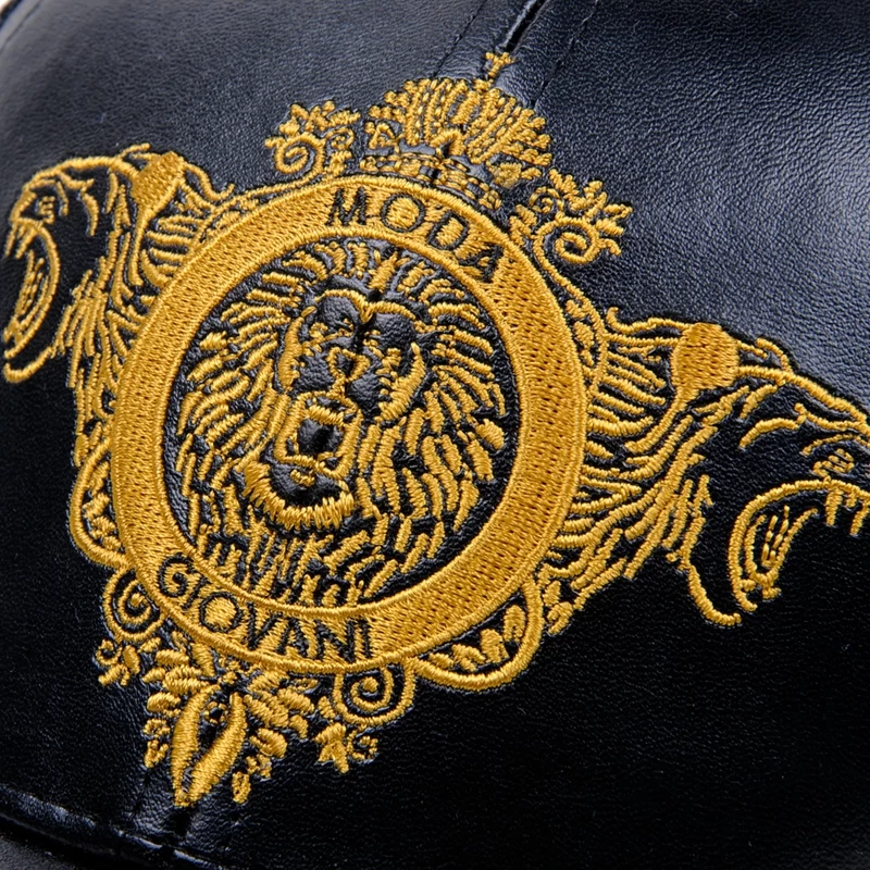 leather trucker cap with embroidery logo