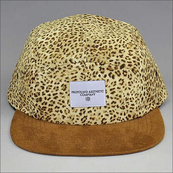 leopard flat brim 5 panel hats