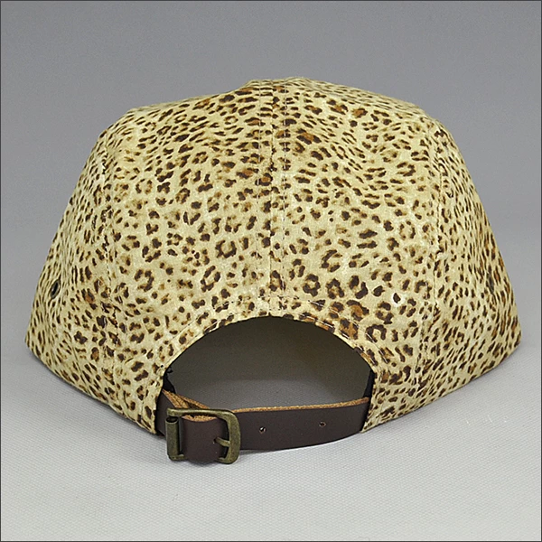 leopard leather strap snapback hat