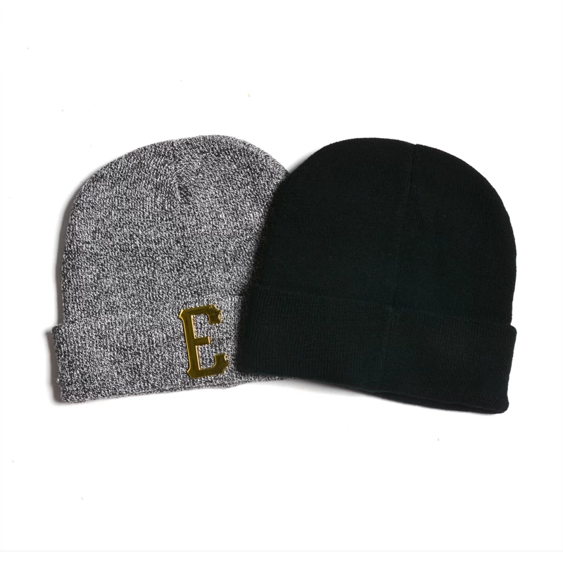 metal patch design logo plain winter caps beanies hats