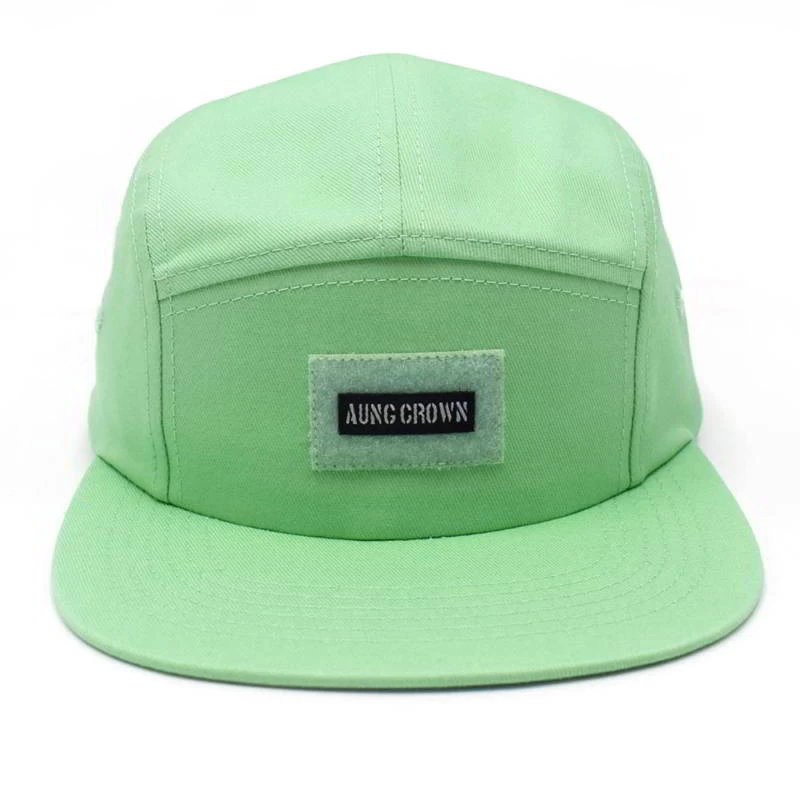 plain aungcrown design logo green 5 panels caps snapback hats