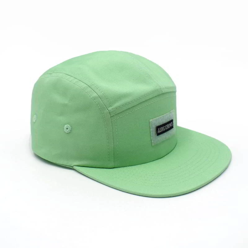 plain aungcrown design logo green 5 panels caps snapback hats