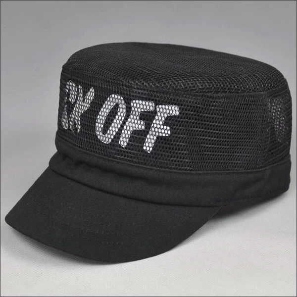 plain black printed army hat flat top