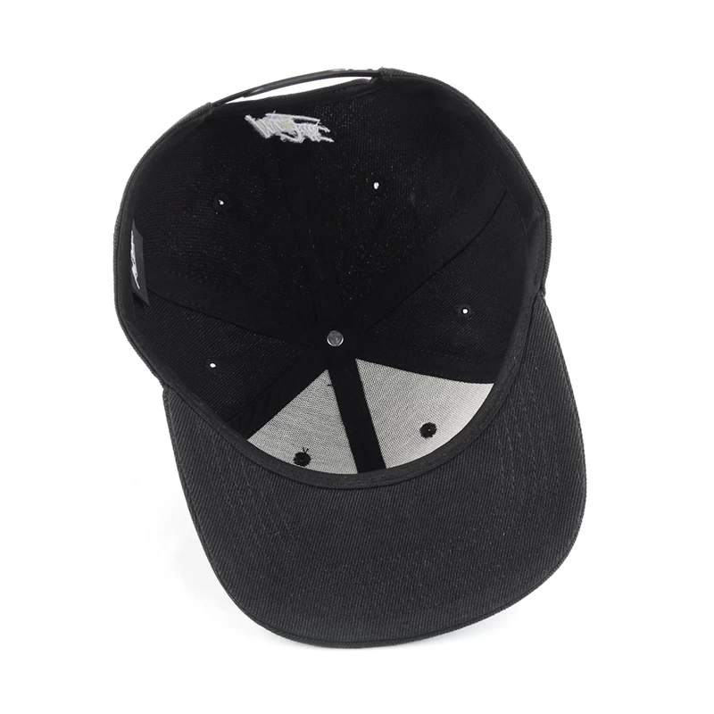 Ricamo a 6 bottoni neri con ricamo snapback personalizzabile