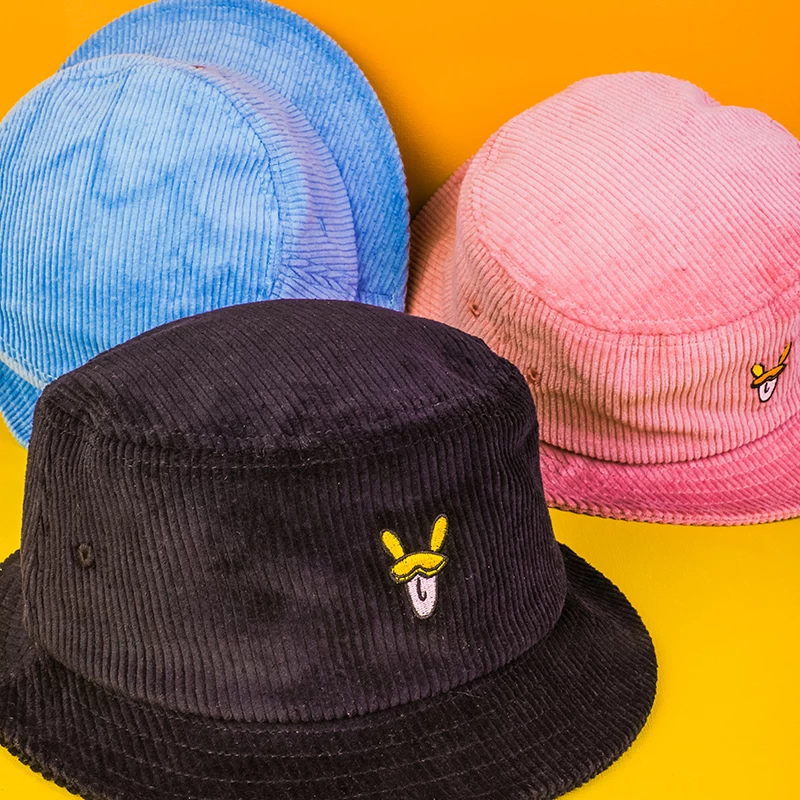Cina cappelli secchiello ricamato in velluto a coste vfacaps personalizzati produttore