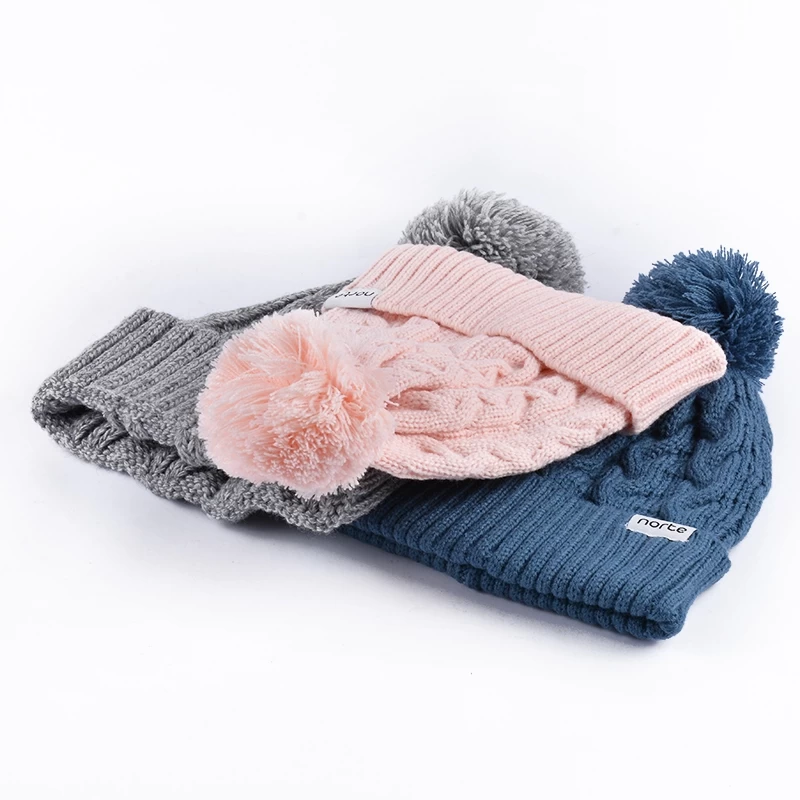 plain pom pom winter beanies knitted hats custom