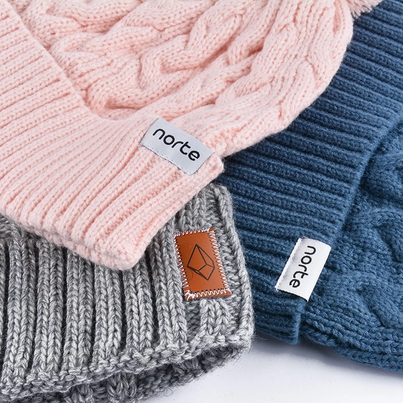 plain pom pom winter beanies knitted hats custom