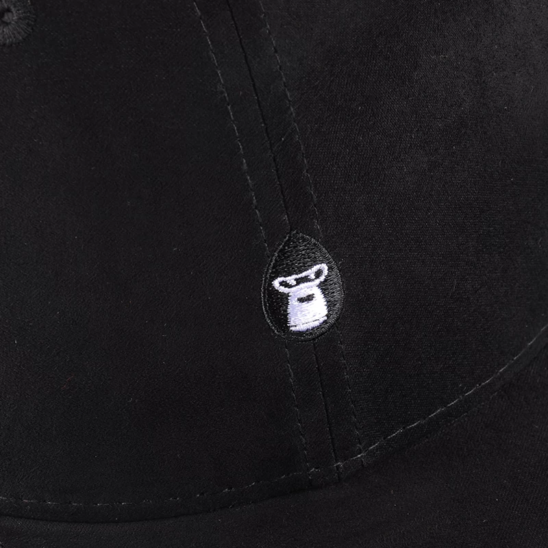 plain suede baseball cap black 6 panels hats