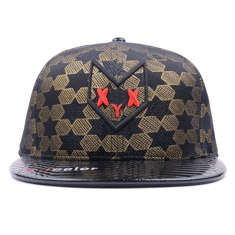 puff embroidery flat leather brim snapback caps supplier china