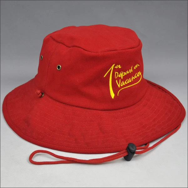 red bucket hat with string