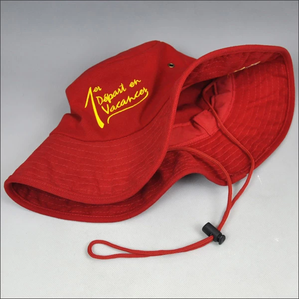 red bucket hat with string
