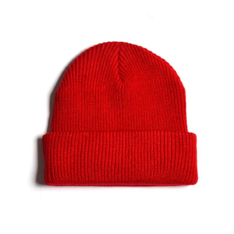 porcelana sombreros de gorrita tejida de invierno llano rojo personalizado fabricante