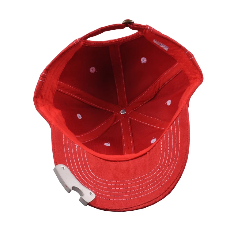 red suede baseball dad hat bottle opener caps