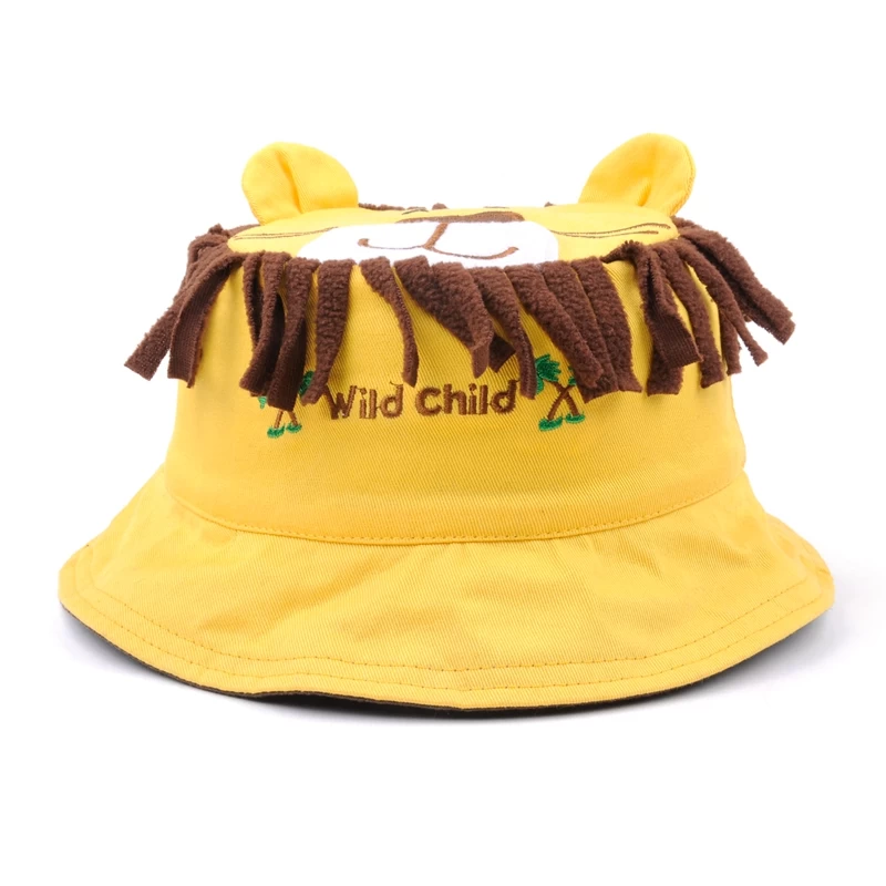 China chapéus de balde de desenhos animados de bordado de bebê reversível fabricante