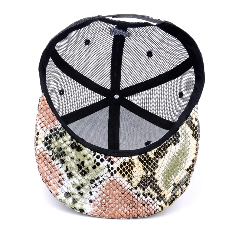snapback leather brim 3d embroidery acrylic trucker caps