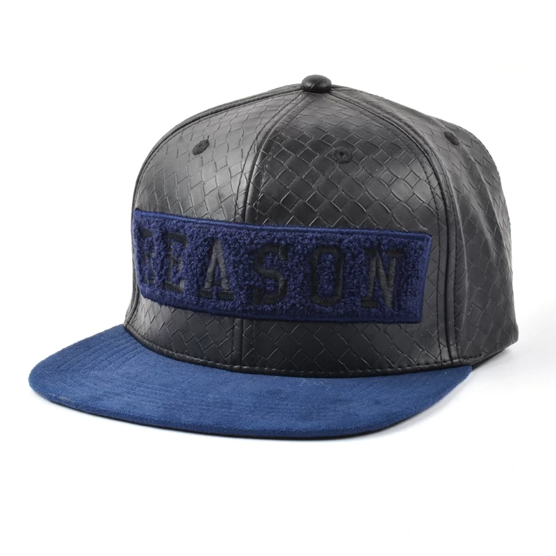 China suede brim leather towel embroidery snapback caps manufacturer