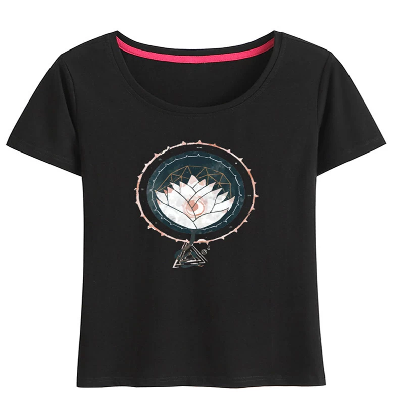 women’s cotton spring lotus graphic print t shirt
