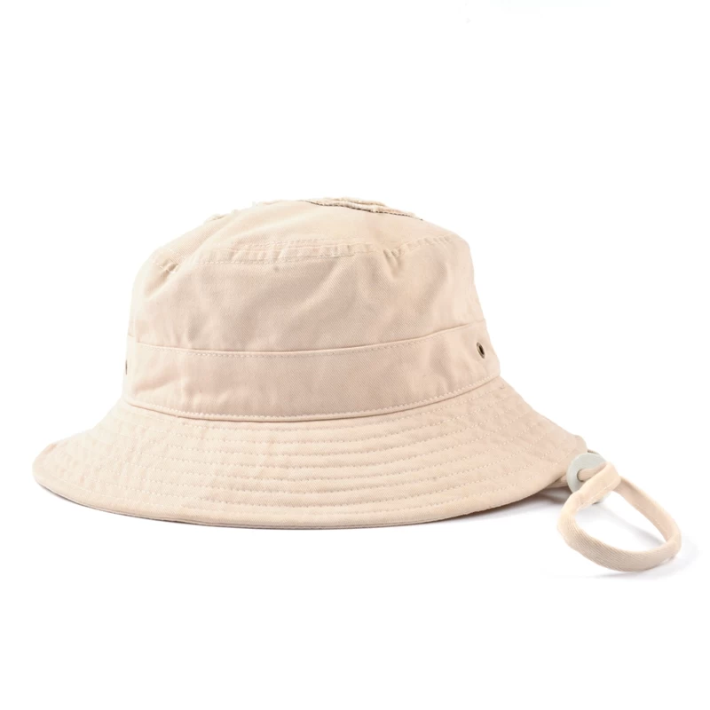 worn-out bucket hat with string, embroidery bucket hat
