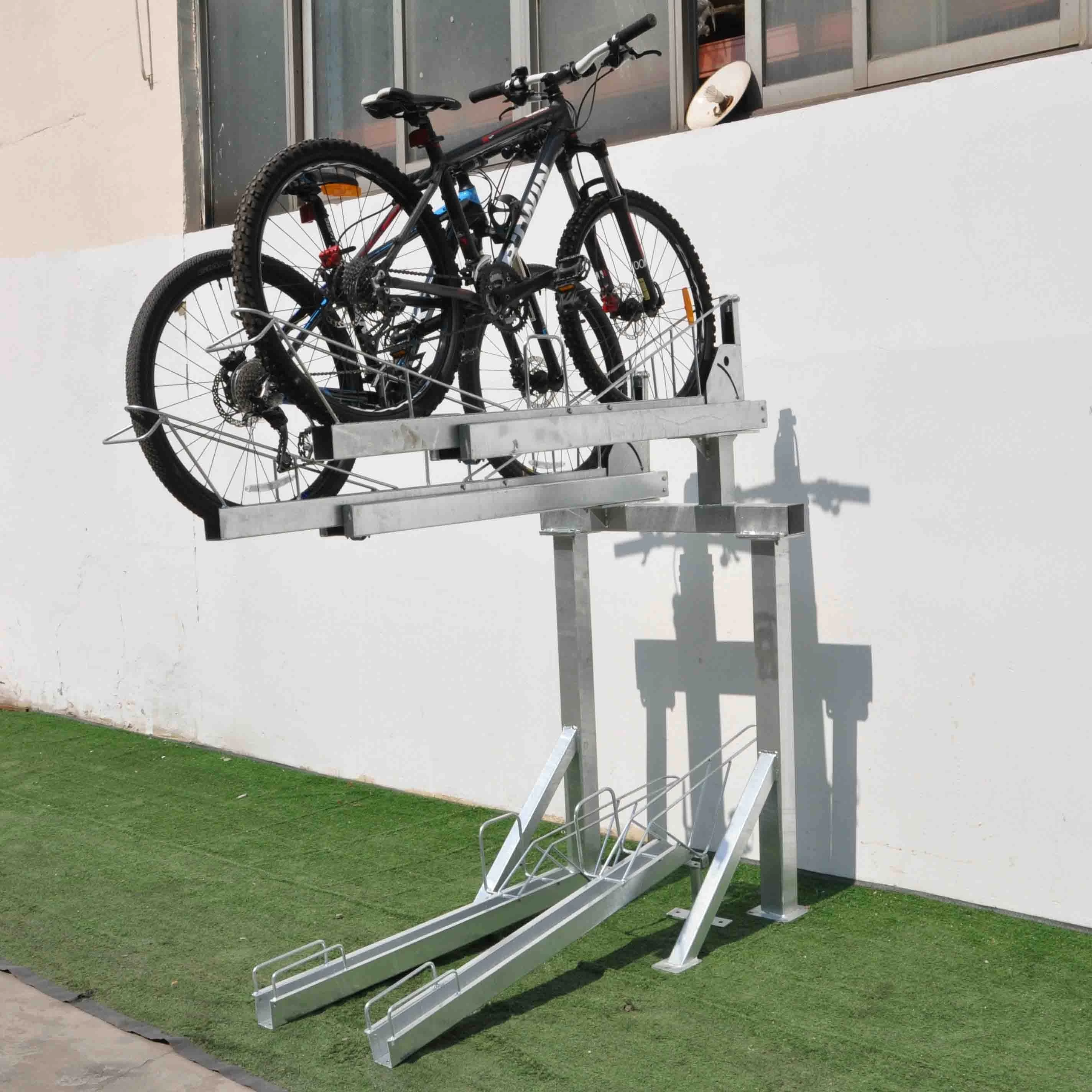 Porte-vélos à double niveau en acier au carbone extérieur à économie  d'espace en usine en Chine