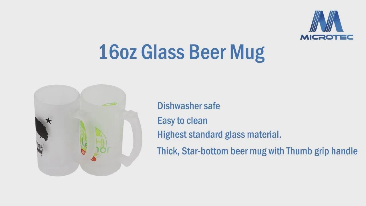 16oz Frosted Sublimation Glass Beer Mug