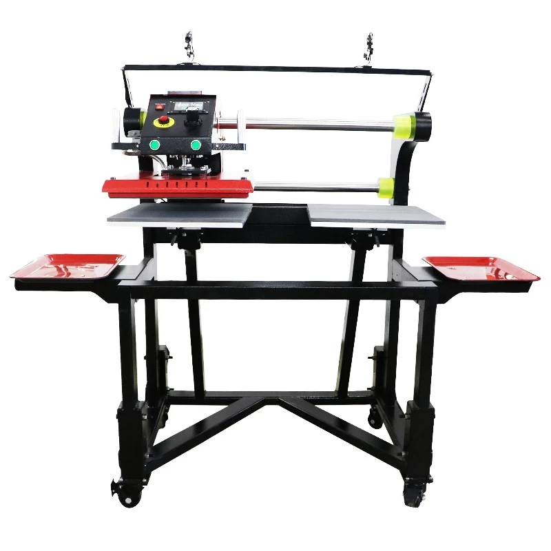 Pneumatic Double Station Shuttle Heat Press with Floor Stand & Infrared Positioning Device