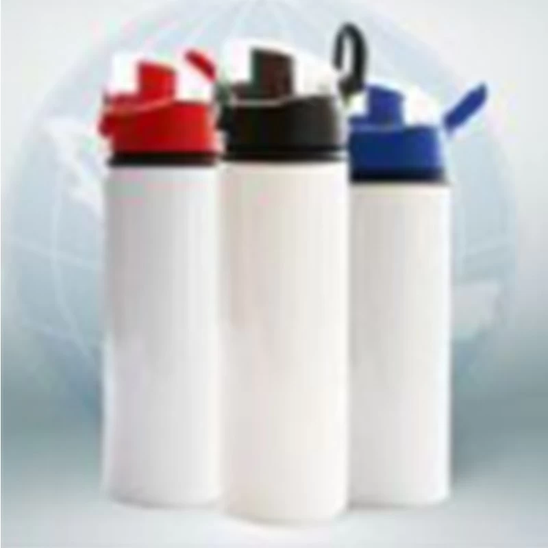 China Weiße Aluminium-Sportflasche mit Bounce-Deckel Hersteller