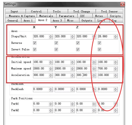 X,Y,Z,A axis of CNC 6040 setting