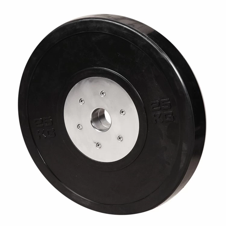 Black rubber competition bumper plates cross fitness products China manufacturer