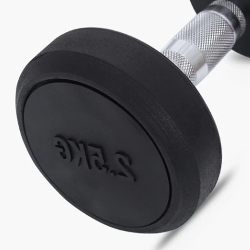 Commercial Black Round Rubberized stainless steel Dumbbells