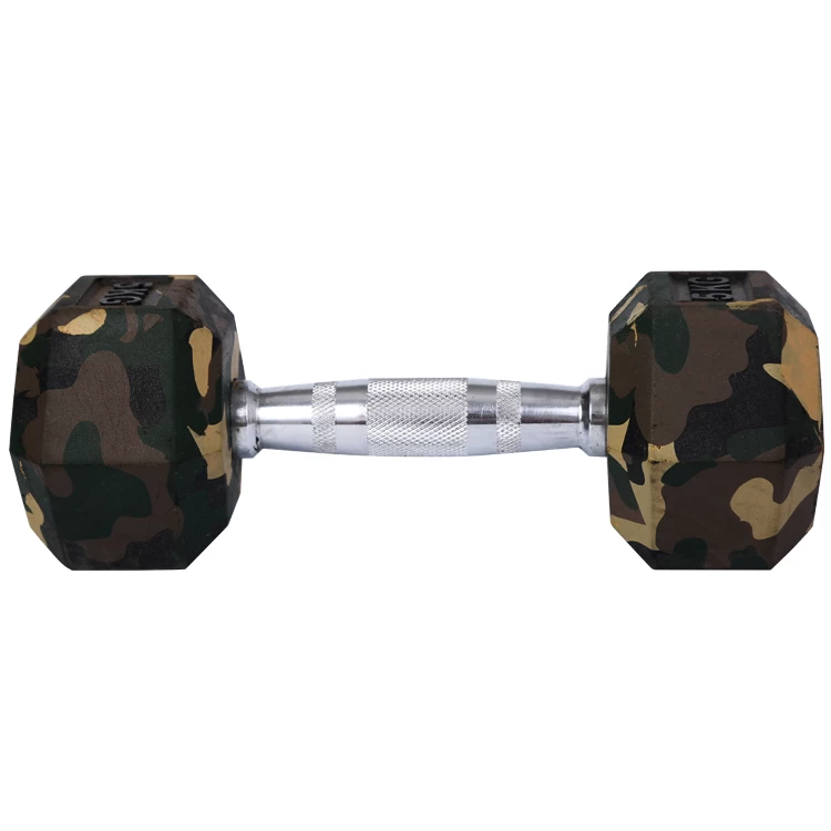Fitness training Rubber hex dumbbells camouflage color fitness dumbbell