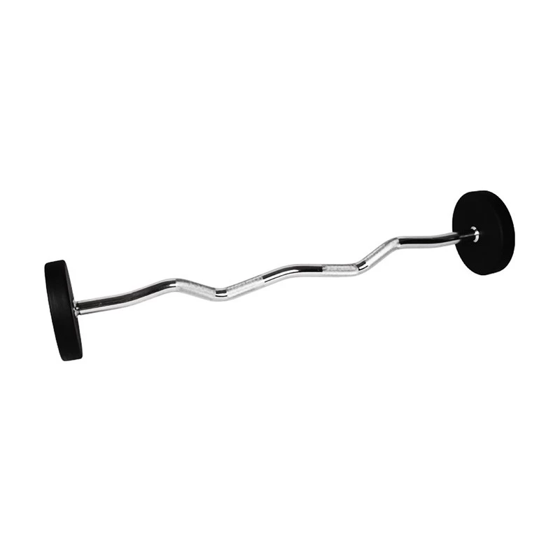 PowerFit  Fixed CF Rubber EZ Curl Barbell with Weights Set China Supplier
