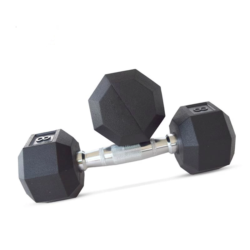Wholesale Black Rubber Coated Octagon Dumbbell
