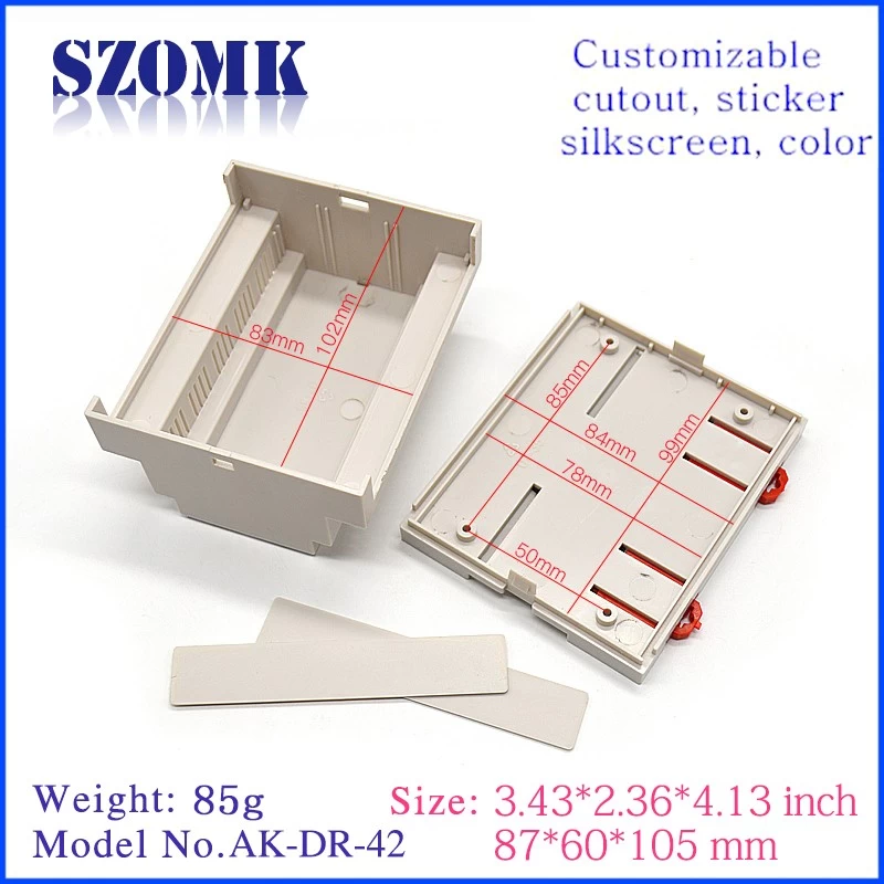 105*87*60mm SZOMK Plastic Box Electronic Device Housing Case LCD Din Rail Enclosure AK-DR-42