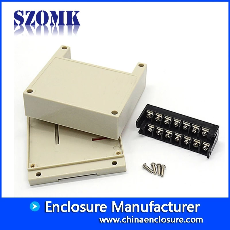 Hot selling  PLC plastic din rail enclosure with terminal block from SZOMK AK-P-02A 115*90*40mm