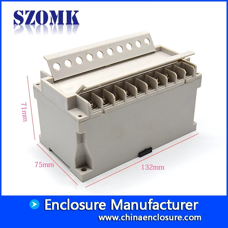 132*75*71mm ShenZhen Electronic PLC Din Rail Project Box SZOMK Plastic PCB Enclosure/AK-DR-45