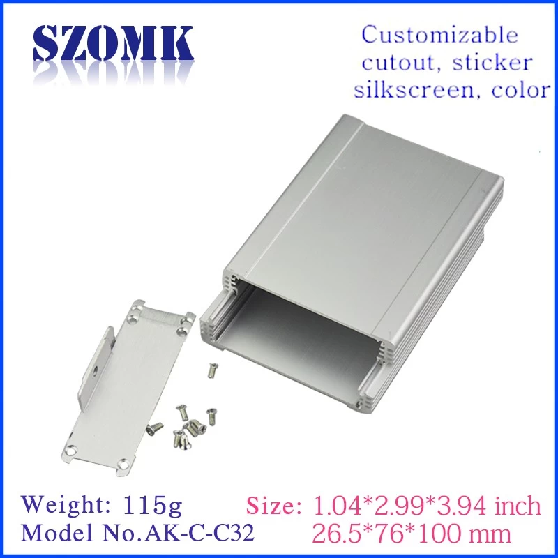 26.5*76*100mm sliver color Enclosures for electronic circuits aluminum extruded enclosures box/AK-C-C32