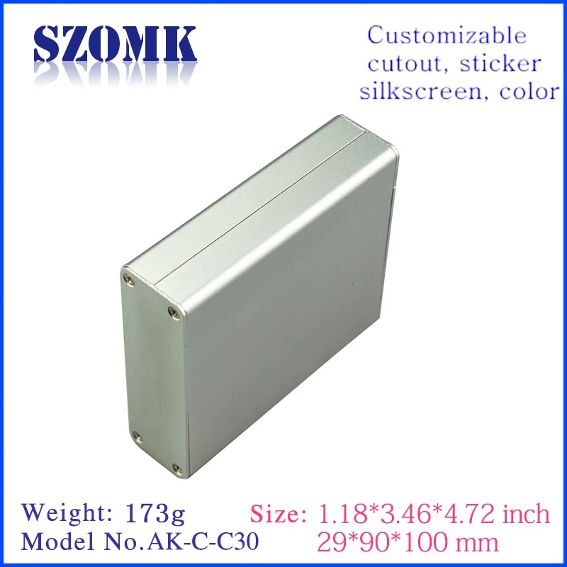 29*90*100 extruded aluminum electronic housing for PCB Precision aluminum enclosure for Acoustic AK-C-C30